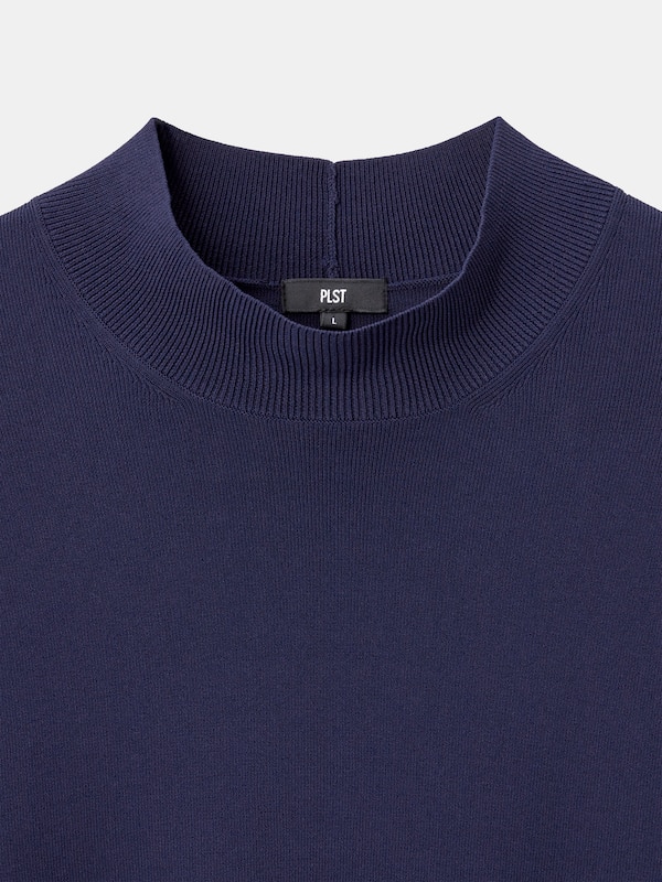 UVカットレーヨンブレンドモックネックニットTシャツ