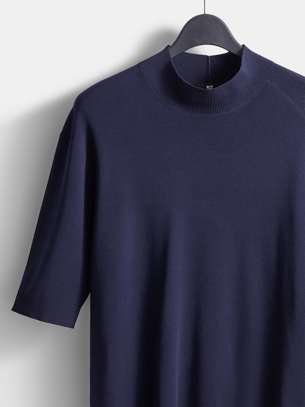 UVカットレーヨンブレンドモックネックニットTシャツ