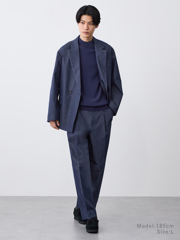 UVカットレーヨンブレン ドモックネックニットTシャツ