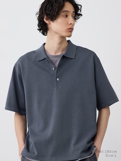 ウォッシャブルニットリラックスフィットニットポロ