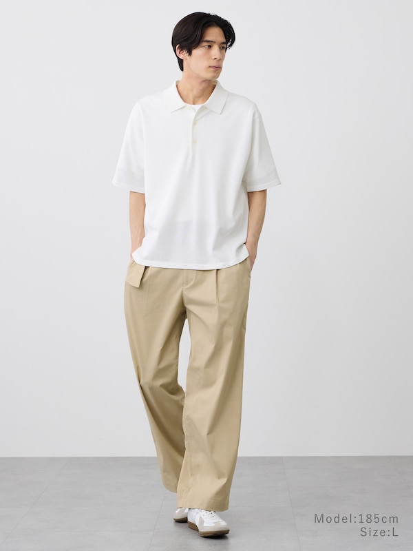 ウォッシャブルニットリラックスフィットニットポロ