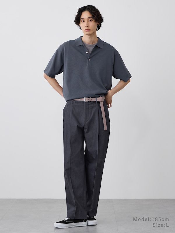 ウォッシャブルニットリラックスフィットニットポロ