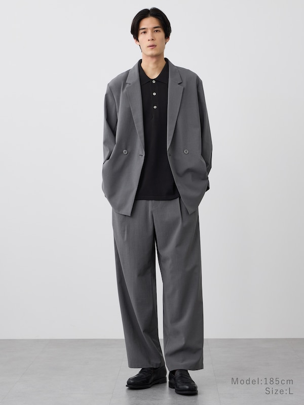 ウォッ シャブルニットリラックスフィットニットポロ