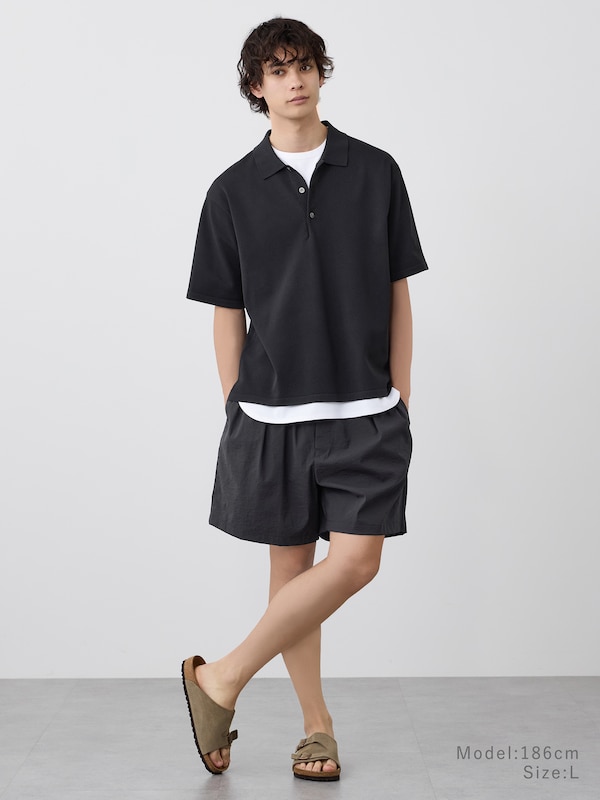 ウォッシャブルニットリラックスフィットポロ