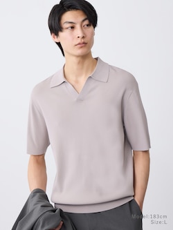 UVカットレーヨンブレンドスキッパーニットポロ