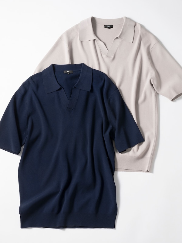 UVカットレーヨンブレンドスキッパーニットポロ