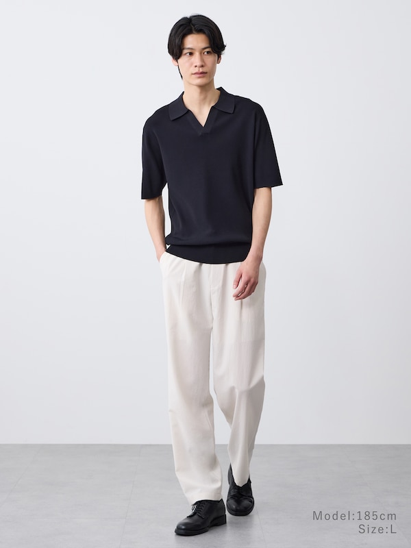 UVカットレーヨンブレンドスキッパーニットポロ