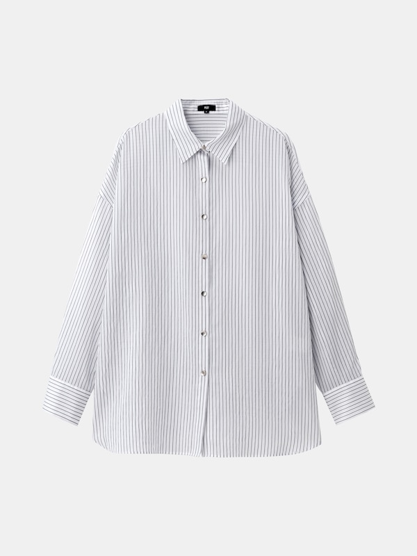 シアーメタルボタンシャツ（ストライプ）