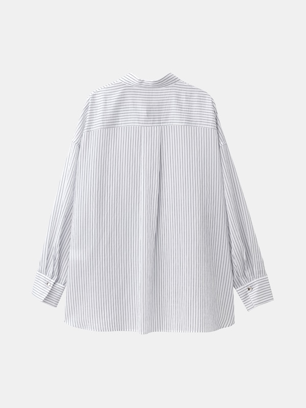 シアーメタルボタンシャツ（ストライプ）
