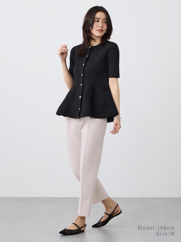 【InstaLiveで話題】ホールガーメント®ペプラム半袖カーディガン