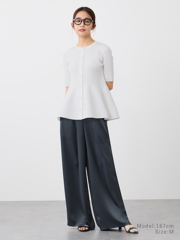 【InstaLiveで話題】ホールガーメント®ペプラム半袖カーディガン