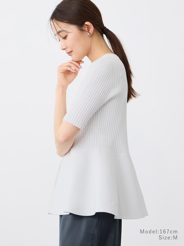 【InstaLiveで話題】ホールガーメント®ペプラム半袖カーディガン