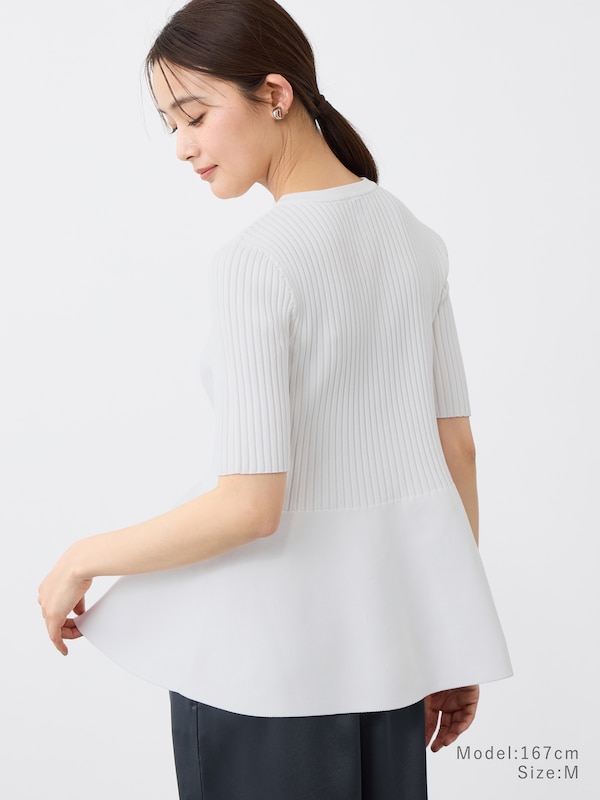 【InstaLiveで話題】ホールガーメント®ペプラム半袖カーディガン