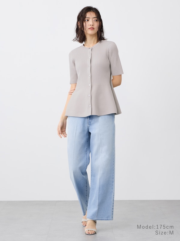 【InstaLiveで話題】ホールガーメント®ペプラム半袖カーディガン