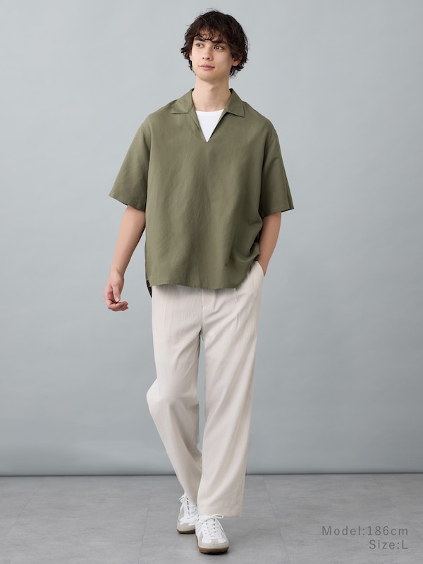 リネンブレンドスキッパーシャツ