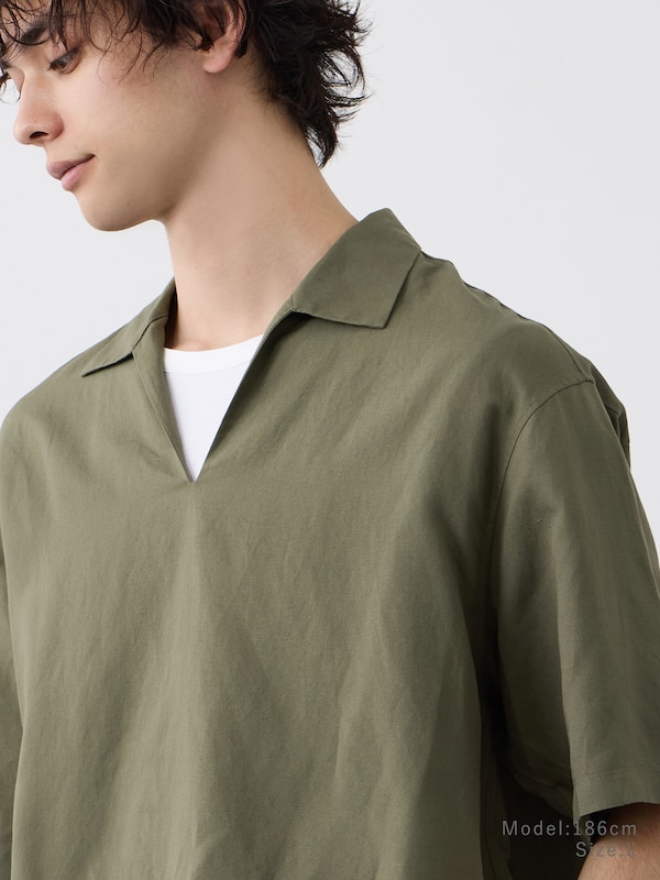 リネンブレンドスキッパーシャツ