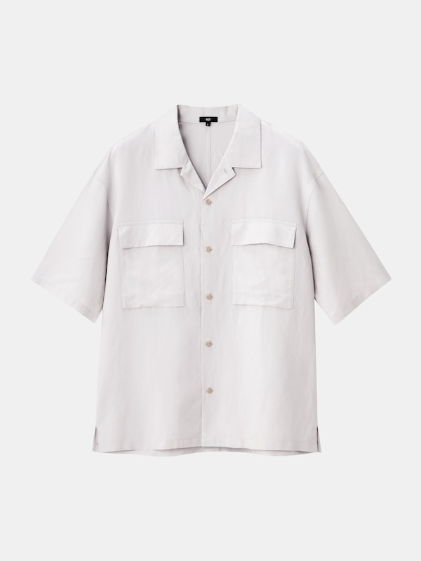 リネンブレンドオープンカラーシャツ