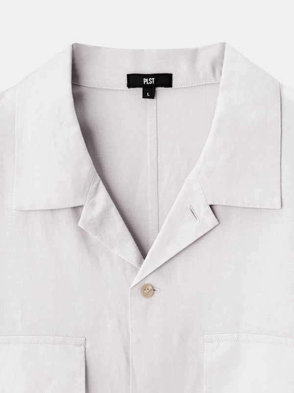 リネンブレンドオープンカラーシャツ