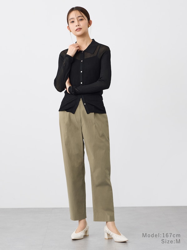 ハイストレッチリネンイージーテーパードパンツ