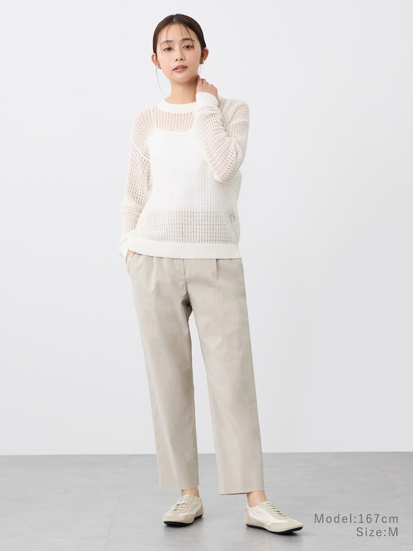 ハイストレッチリネンイージーテーパードパンツ