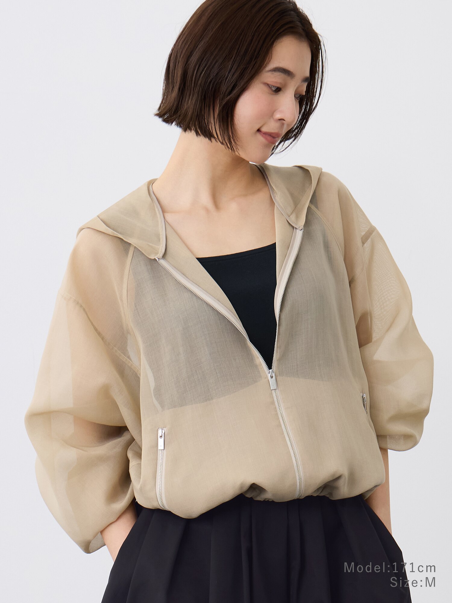 PLST新品シアーオーガンジーブルゾン　Mサイズ PLST(プラステ)公式 | シアーオーガンジーブルゾン(レディース)
