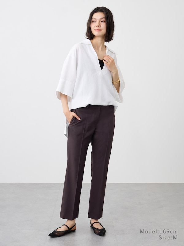 【いま売れてます】新モデル スティックパンツ（リネンブレンド）