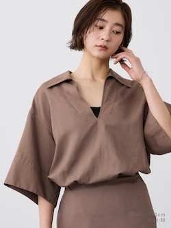 リネンブレンドスキッパーシャツ