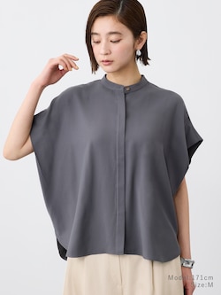 メタルボタンバンドカラーシャツ