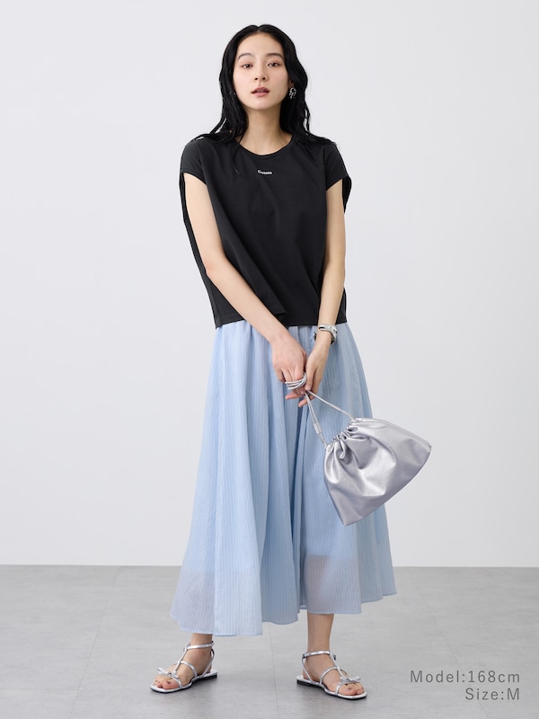 ロゴプリントタックTシャツ