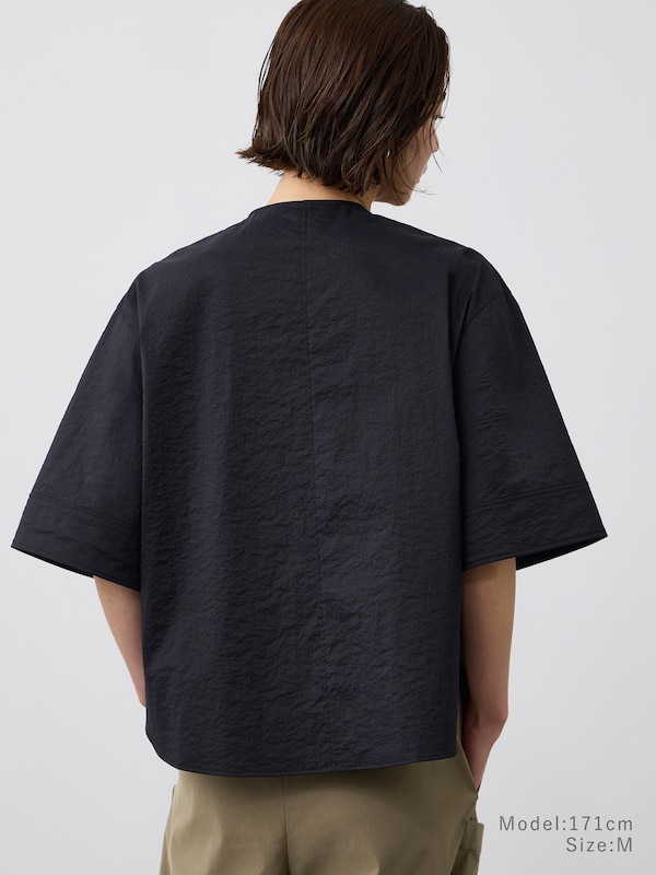 ハイストレッチナイロンワイドスリーブブラウス