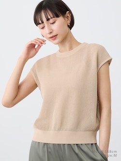 ハイツイストコットンクロップドラメセーター