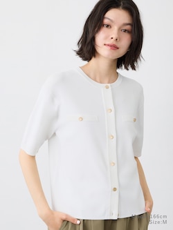 UVカットレーヨンブレンド半袖カーディガン