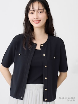 UVカットレーヨンブレンド半袖カーディガン