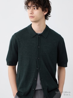 ペーパーブレンドポロカーディガン