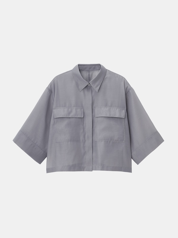 シアーダブルポケットクロップドシャツ