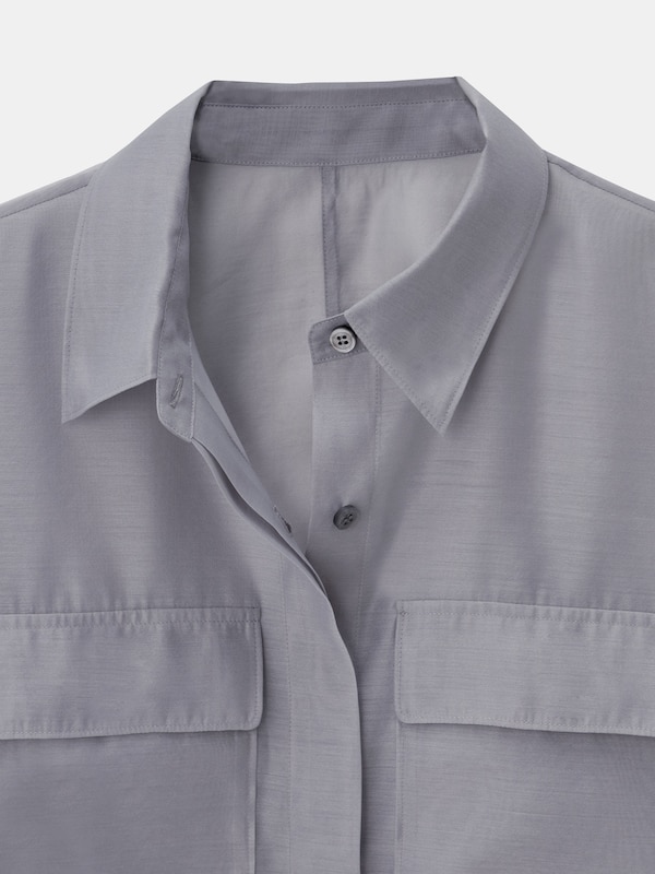 シアーダブルポケットクロッ  プドシャツ