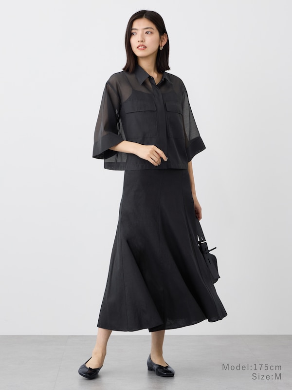 シアーダブルポケットクロップドシャツ