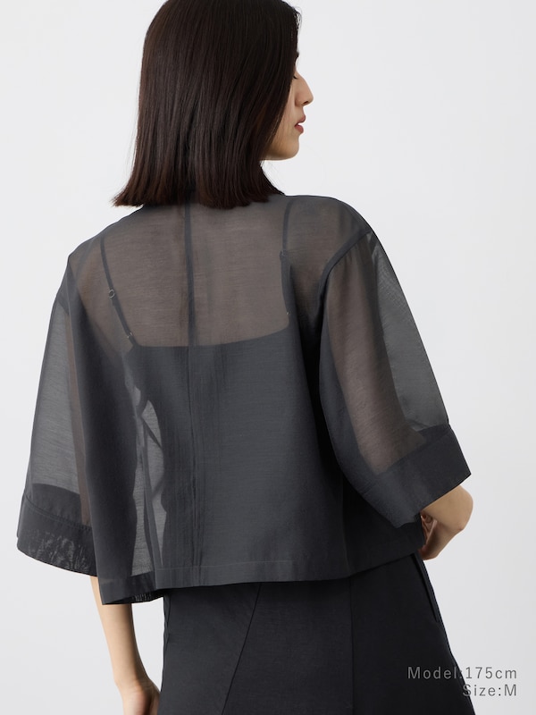 シアーダブルポケットクロップドシャツ