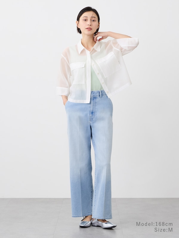 シアーダブルポケットクロップドシャツ