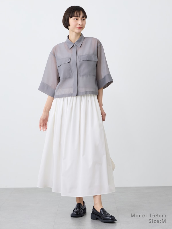 シアーダブルポケットクロップドシャツ