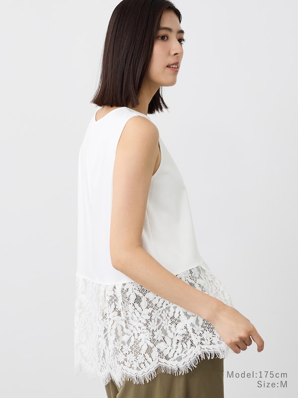 【6/9(火)再入荷】レースヘムノースリーブプルオーバー
