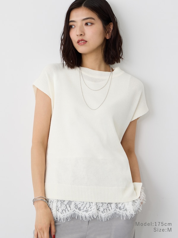 【6/9(火)再入荷】レースヘムノースリーブプルオーバー
