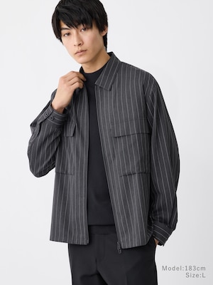 レーヨンブレンドフルジップシャツブルゾン