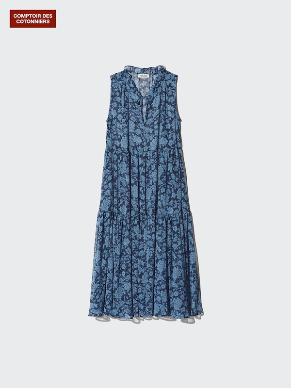 シフォンプリントロングワンピース