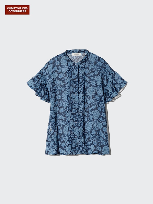 シフォンプリントシャツ